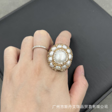 天然巴洛克珍珠戒指 欧美个性时尚保色真金电镀戒指跨境货源