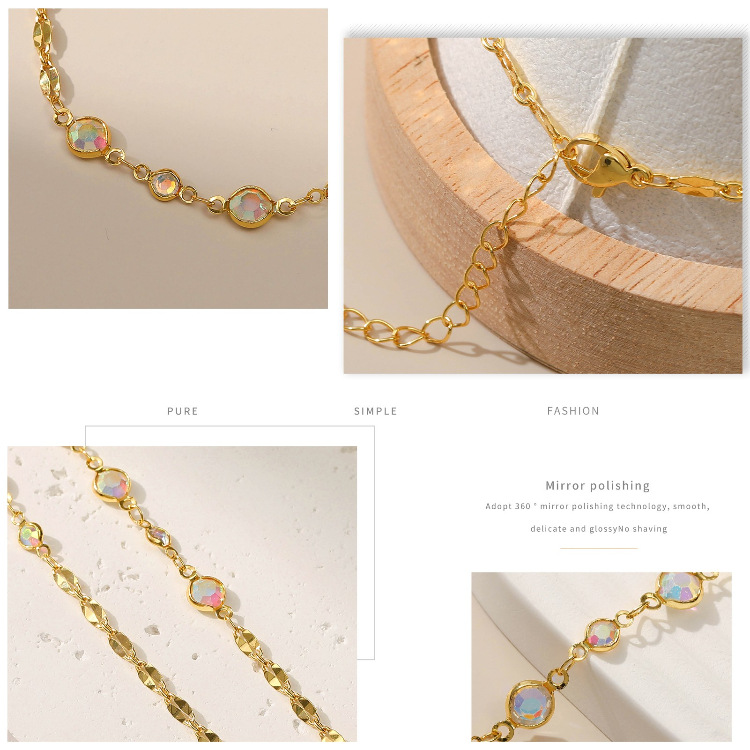 Simple Copper Color Zircon Adjustable Fine Anklet Wholesale Jewelry Nihaojewelry display picture 2