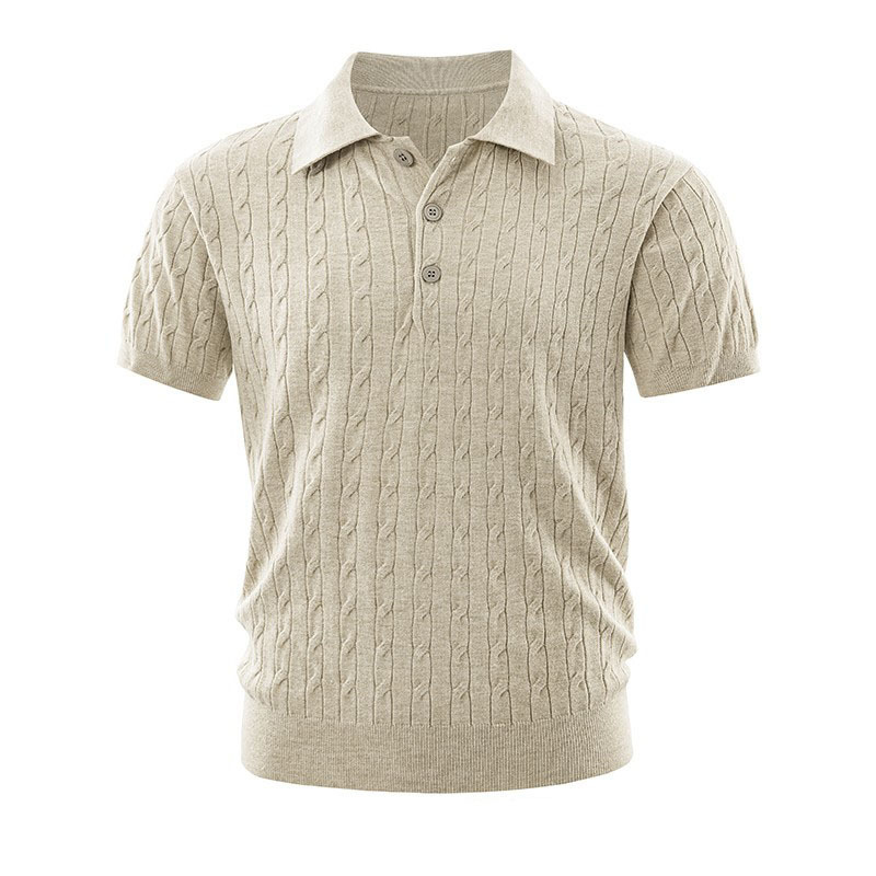 Camisas polo de manga corta de estilo antiguo camiseta de punto hombre torcido británico de negocios camiseta de hielo comercio internacional al por mayor image 9