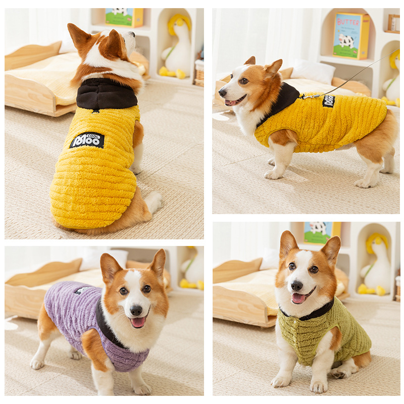 Otoño y invierno para perros Jacquard algodón calmo corgi dos piernas chaqueta de peluche para perros pequeños y medianos para mantener cálidos ropa de perros de mascotas