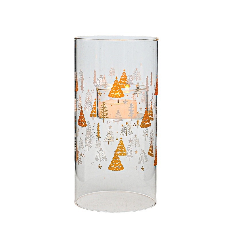 Directo DE FÁBRICA DE Navidad grande de vidrio candelabro vela cena decoración creativa de Navidad candelabro