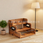 跨境木质调料架厨房铁木结合调味品收纳架红酒洋酒台阶式展示收纳