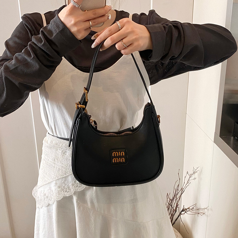 Small bag, shoulder bag, demi-season black purse, underarm bag