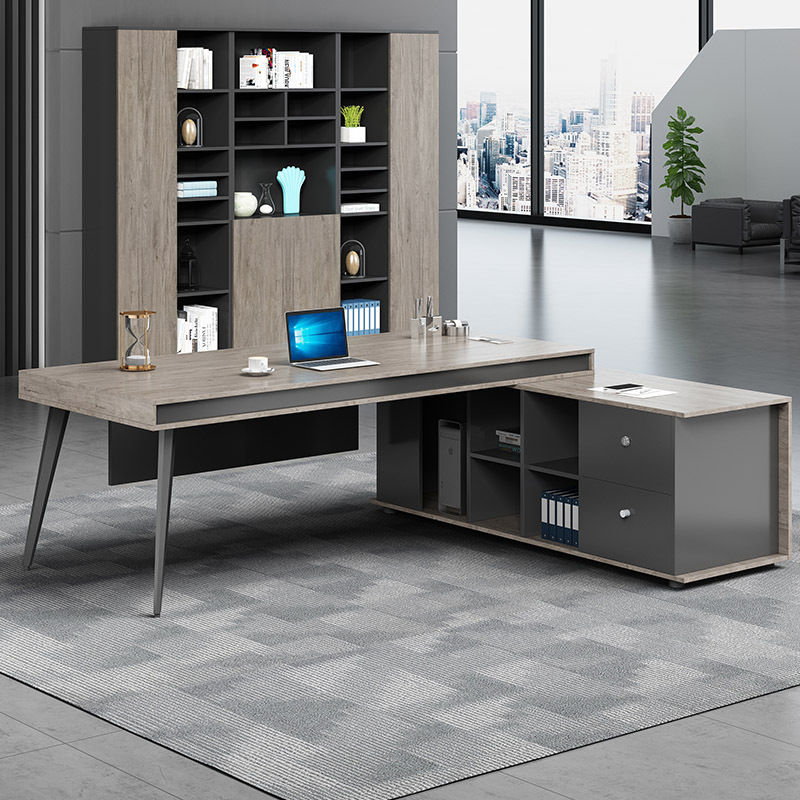 Mesa de oficina, mesa de oficina de un solo supervisor, mesa de jefe, mesa de madera de alta gama, mesa moderna y minimalista