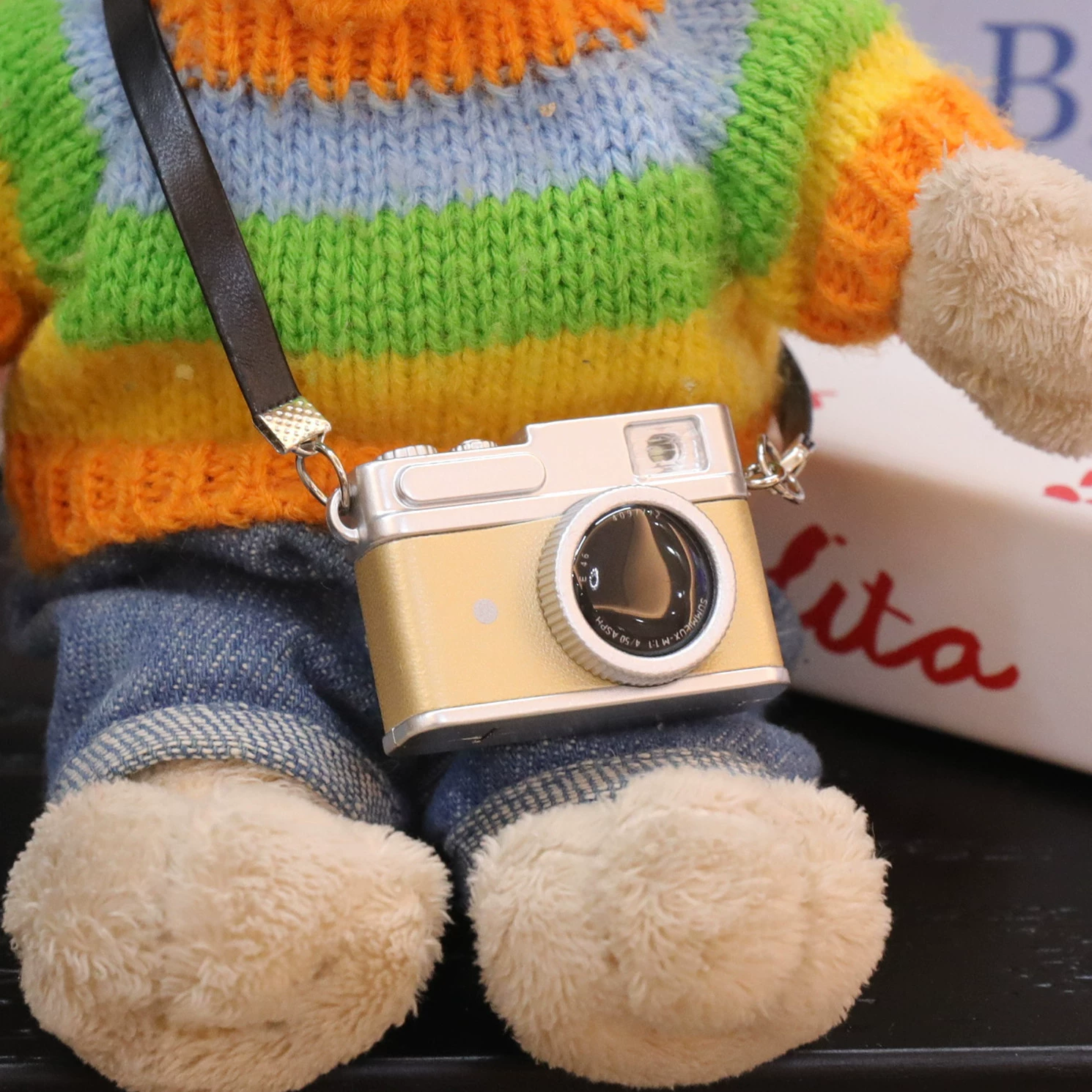 Cotton flashing doll, straps, retro small camera, keychain, makes sounds