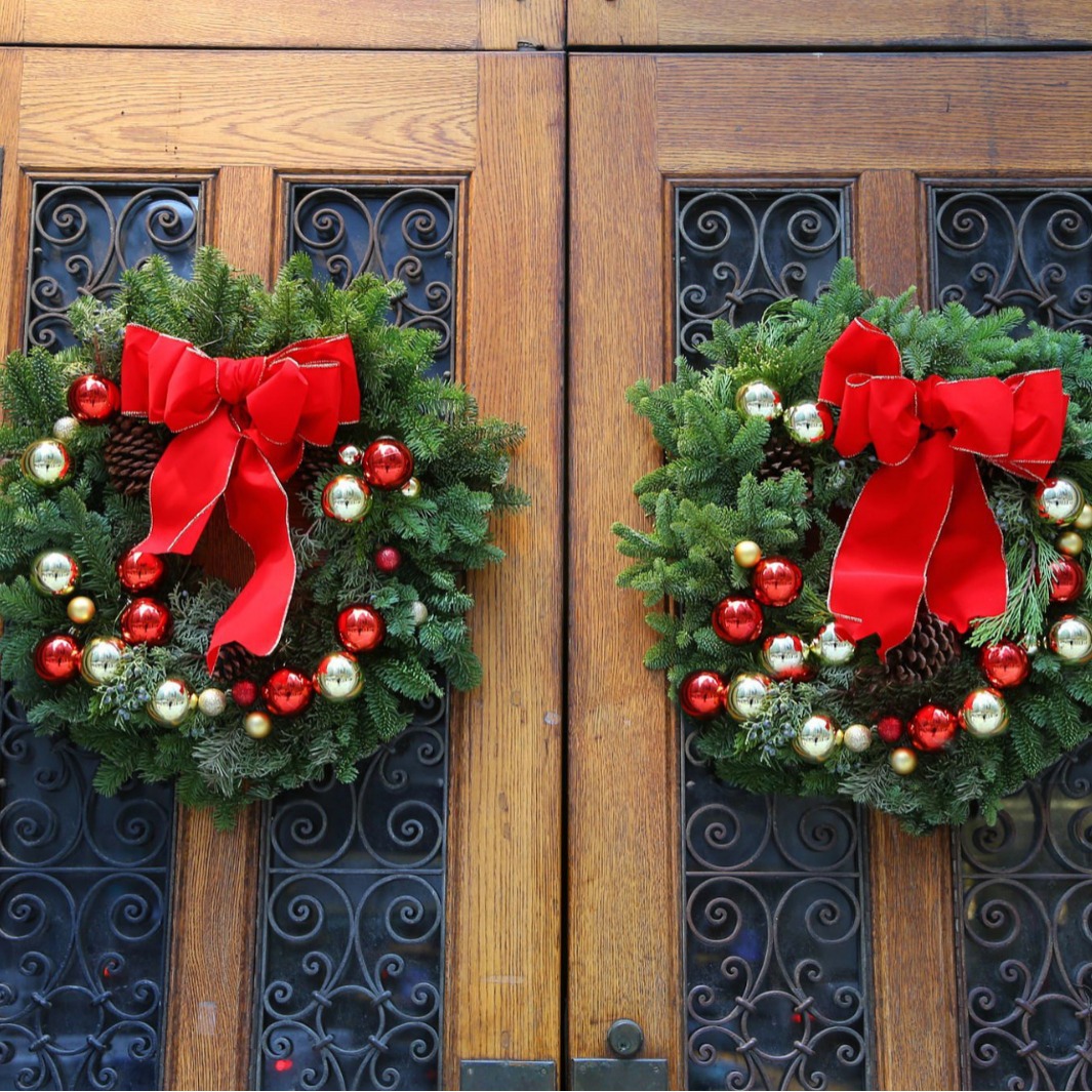 Arco rojo transfronterizo diseño de sitio de navideña colgante arco de cinta hecha a mano arco de cabeza larga