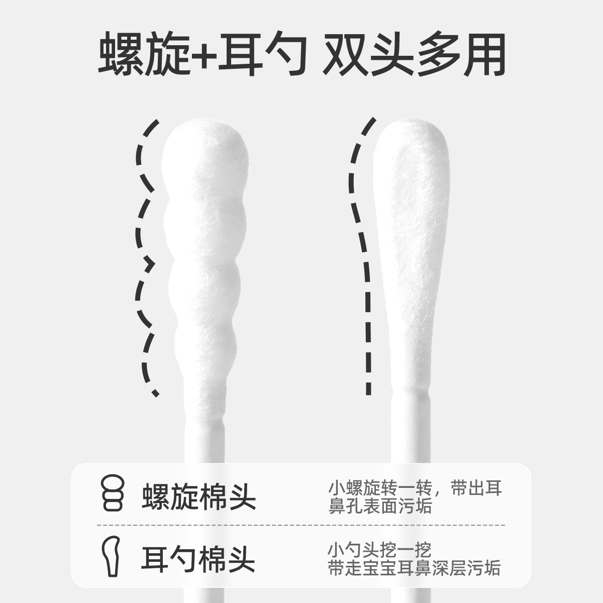 Bábito de algodón especial para bebés recién nacidos para extraer orejas de excremento nasal de dos cabezas para niños para extraer orejas de cuchara de algodón