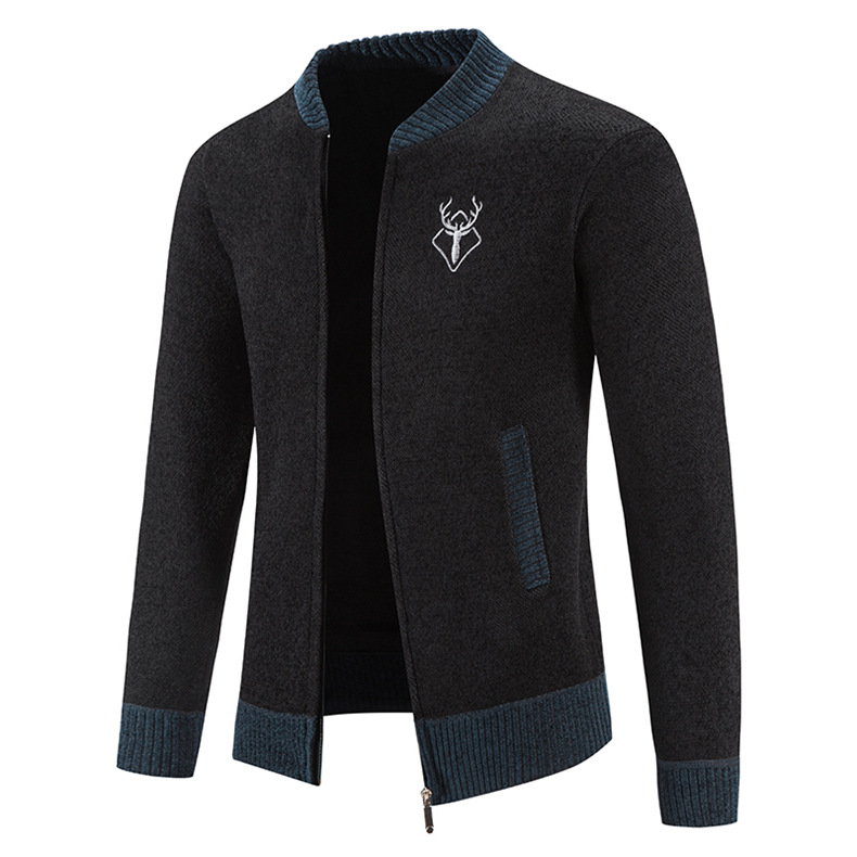 Felpa con cappuccio e cerniera foderata in pile da uomo – Cardigan oversize stile streetwear coreano (poliestere antirughe, 5 taglie, orlo a coste)_voghion.com