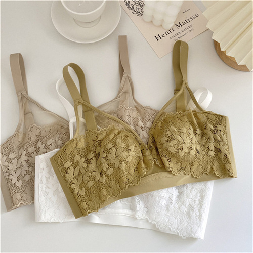 24-year-old French sexy lace bunny ears bra for women with thin cups to push up big breasts and reveal small jelly strips underwear new style