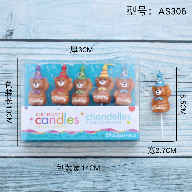 Vela de cumpleaños de dibujos animados al por mayor popular fiesta de flores oso dinosaurio donut cara sonriente vela de pastel para niños