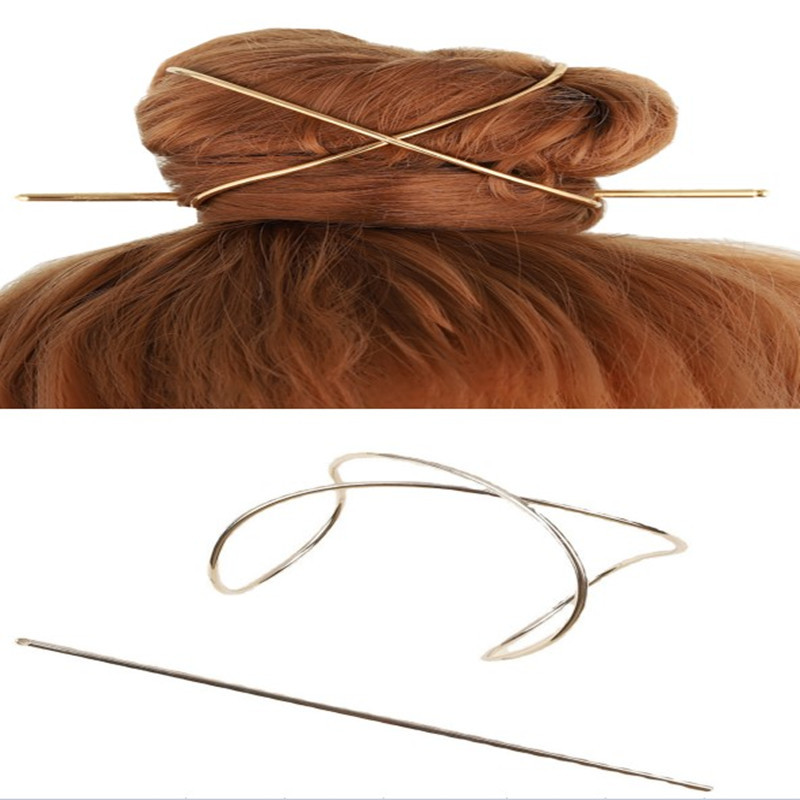 Comercio exterior nuevo irregular curva horquilla de metal europeo y americano bola cabeza Cruz metal accesorios para el cabello fábrica al por mayor
