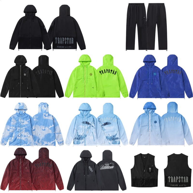 Foreign Trade Cross-Border Trapstar Letter Embroider European and American Trendyy Zipper Hooded Men's and Women's Spring & Fall Windbreaker Jacket