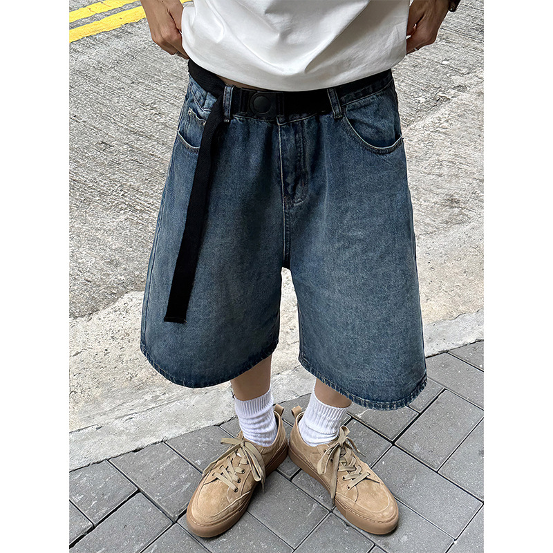 Bermudas de Mezclilla Unisex de Poliéster para Uso Diario