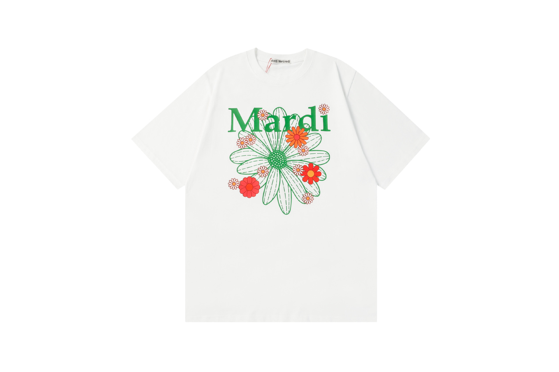 国境を越えた韓国Mardi半袖女性夏の小さなデイジープリント金高銀と同じゆるい綿の重いポンドtシャツ
