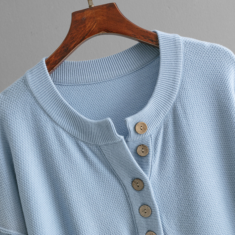 Vestido de punto con botones para otoño e invierno, color liso, holgado e informal, para mujer