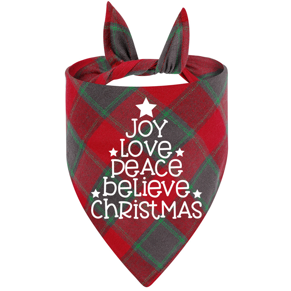 Fabricante en stock transfronterizo exclusivo algodón plaid mascota toalla triángulo perro saliva toalla Navidad mascota saliva toalla