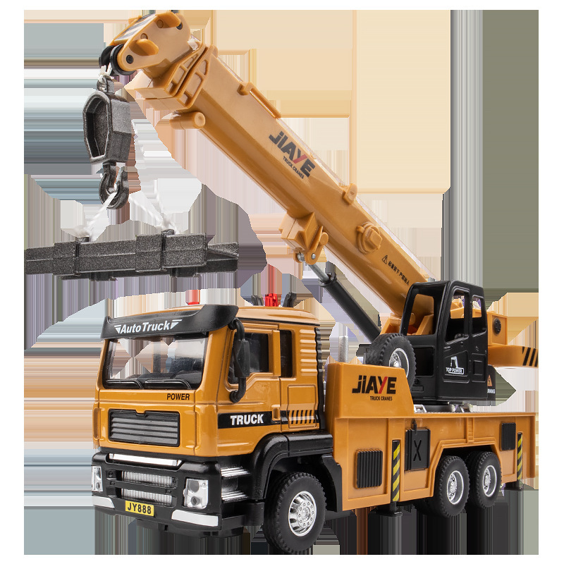 Factory Direct Sales Alloy Engineering Vehicle Model Crane Excavator Sound and Light Pull Back Children's Alloy Engineering Vehicle Chenghai Wholesale