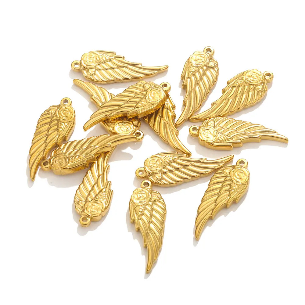 5 Pcs/package Simple Style Wings Flower Shell Stainless Steel Plating Pendant Jewelry Accessories display picture 6