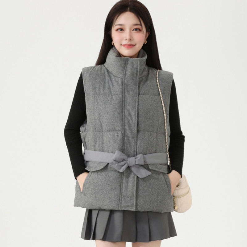 欧洲站2025新款洋气立领棉马甲女短款宽松时尚设计感百搭马夹坎肩|undefined