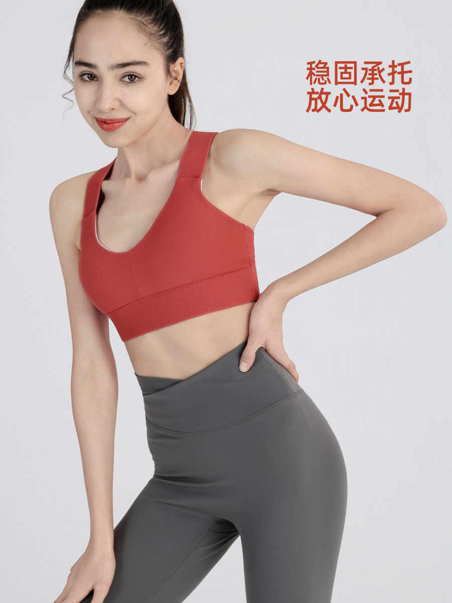 Costilla europea y americana cruz espalda ropa interior deportiva mujeres a prueba de golpes push-up running fitness chaleco desgaste exterior yoga sujetador