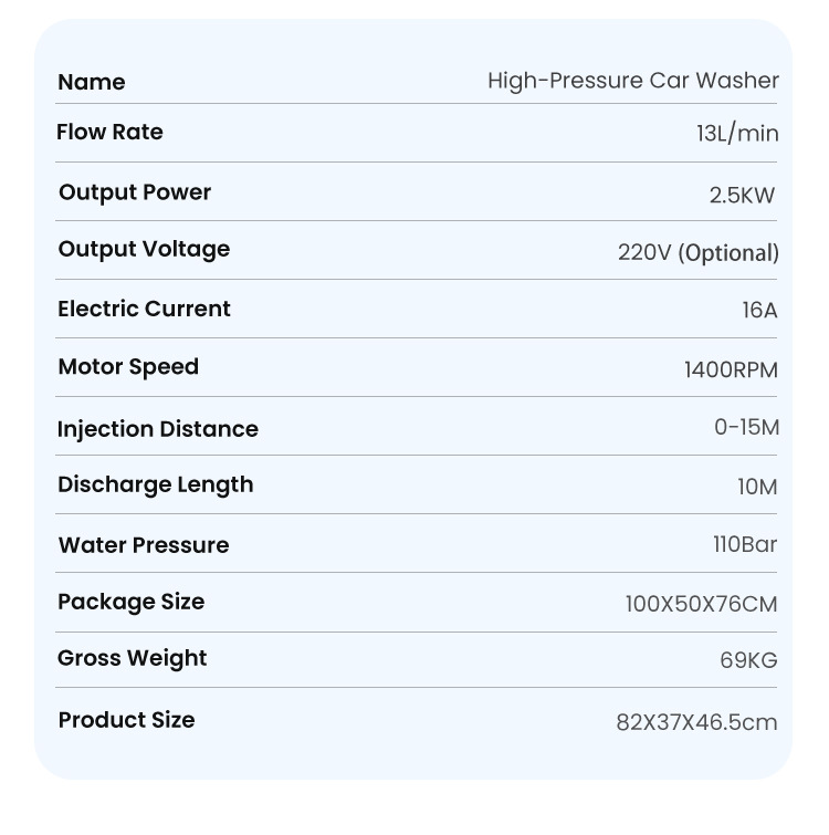 High-pressure mobile car washer for home use, 220V 2500W high-power portable water gun, vehicle cleaning and washing tool
