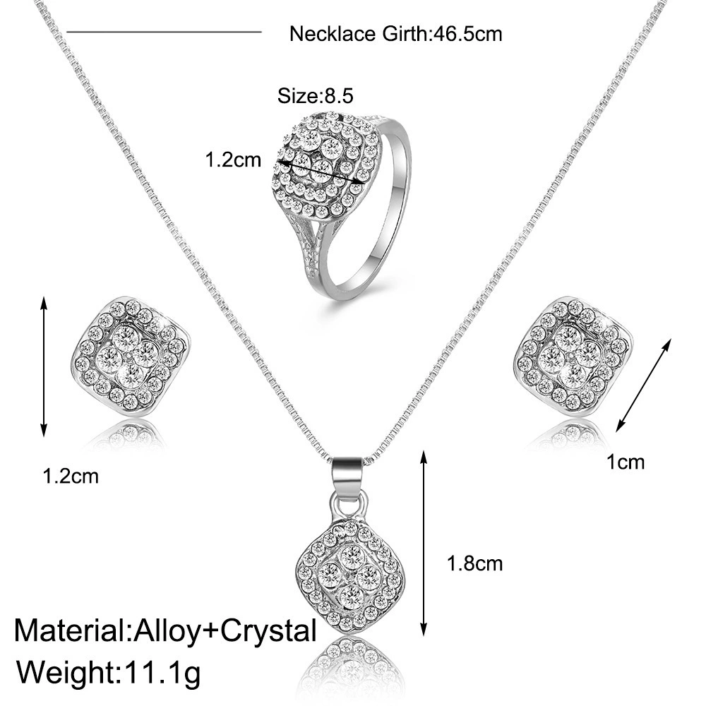 Внешняя торговля Ювелирный набор Женская мода из трех частей Темперамент личность инкрустированный стразы ожерелье серьги кольцо часы аксессуары