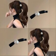 法式珍珠扭结香蕉夹后脑勺马尾固定神器气质简约黑色发夹女新款
