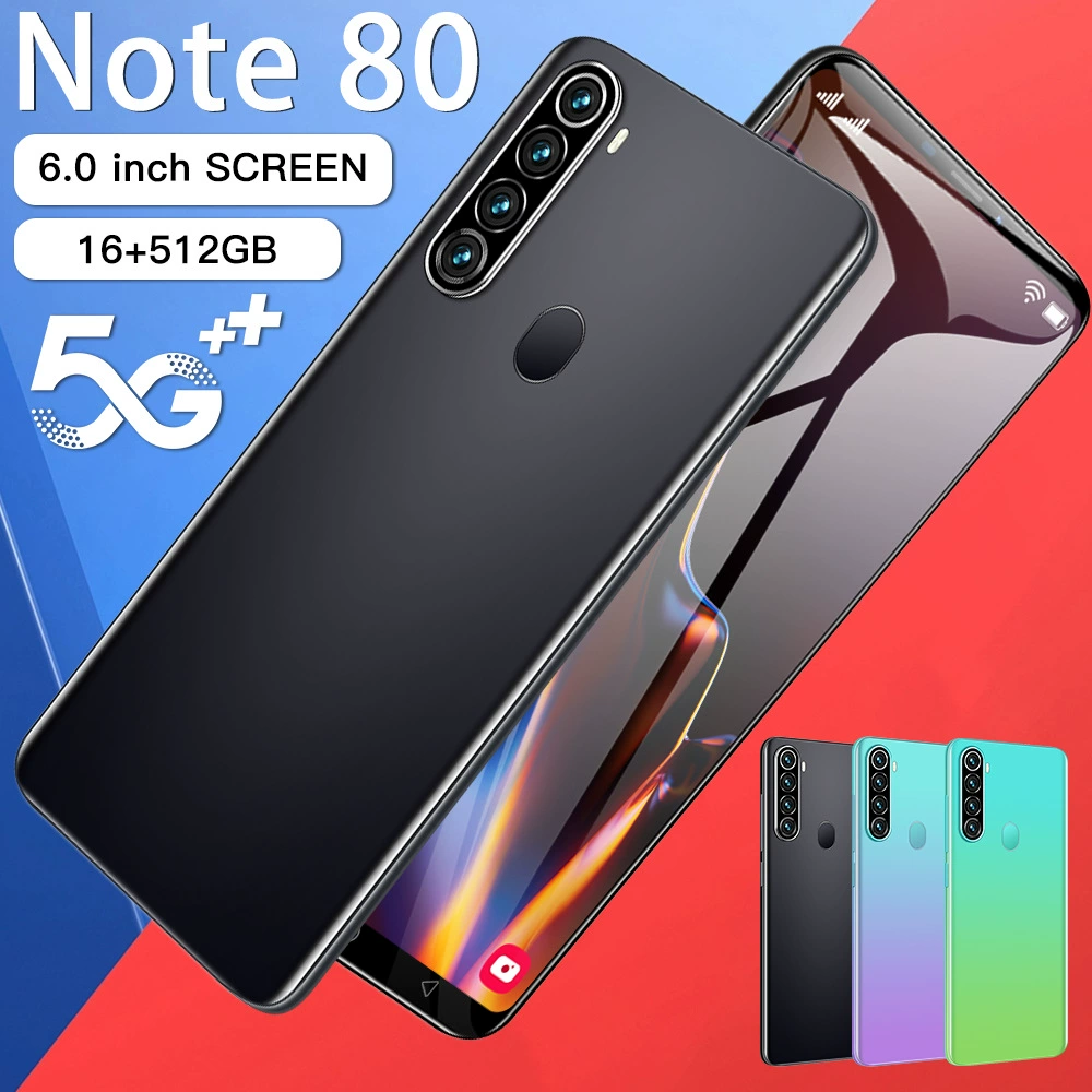 Note 80 смартфон, 6.0 дюйма, 5G Android, международные стандарты ROM (EU/US/UK/AU)
