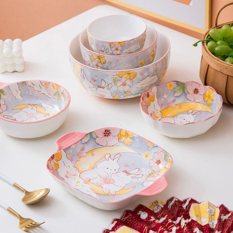 Креативная Cartoon Garden Rabbit Ceramic Bowl Домашняя милая миска для Meng питомца миска для салатов салатник INS Wind Disk