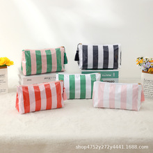 跨境新款PVC条纹化妆包简约清新大容量旅行洗漱套装化妆品收纳包