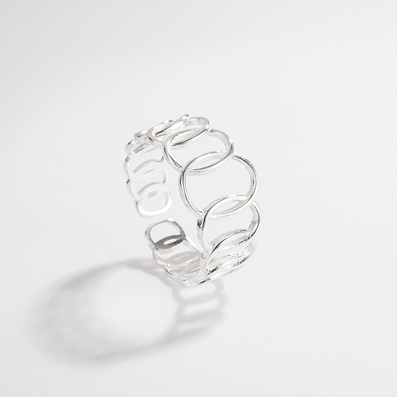 7g Weight Electroplating Gold Plating Process 18K Gold Plated Silver Plated 925 Sterling Silver Geometric Wide Band Rings Open Rings Rings