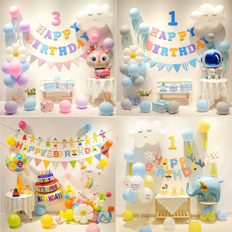 INS Birthday Birthday Balloon Set Birthday Party Детская мультипликационная вечеринка премиум-чувственный день рождения набор декоративных принадлежностей оптом