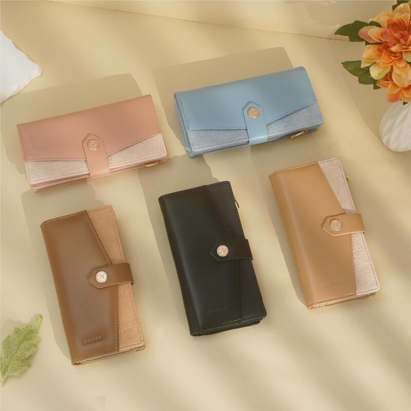 Cross-Border New Women's Long Wallet Color Matching Denim Small Fresh 80% off Zipper Vertical Coin Clip