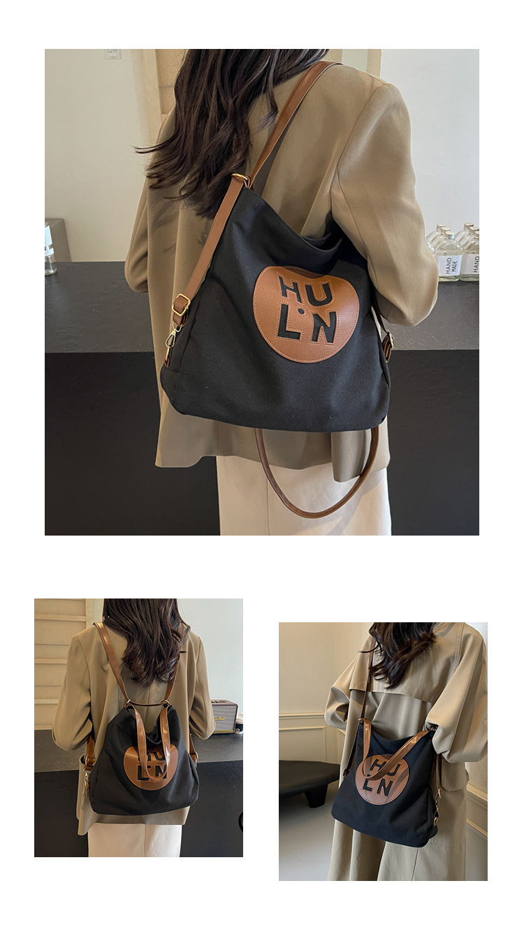 Korean letter printed multi-purpose cloth bag, 2024 new style, high-quality student backpack, commuting single-shoulder bag undefined