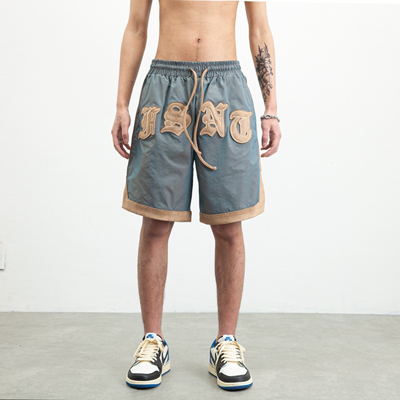 Básquetbol callejero de moda gótica americana suelta, moda masculina, hip-hop, talla grande, deportes Harlan Beach Fatty Pantalones de cinco puntos