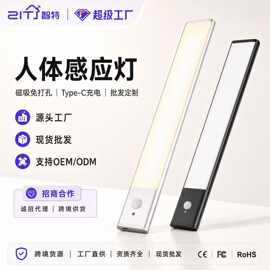 跨境智能人体感应灯usb充电led橱柜灯磁吸自粘感应灯带卧室感应灯