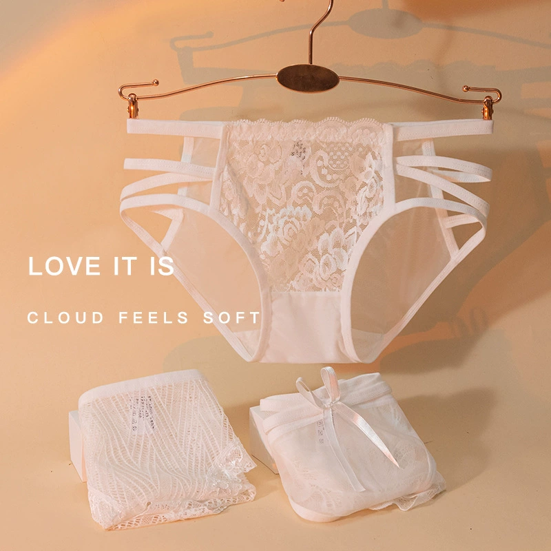 Sexy lace cotton breathable underwear, trousers, french style, thin strap