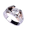 Golden platinum two-color ring with stone, pink gold, punk style