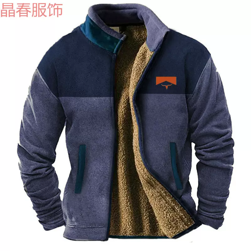 欧美外贸跨境新款男士棉服加绒夹克外套时候潮流独立站棉服