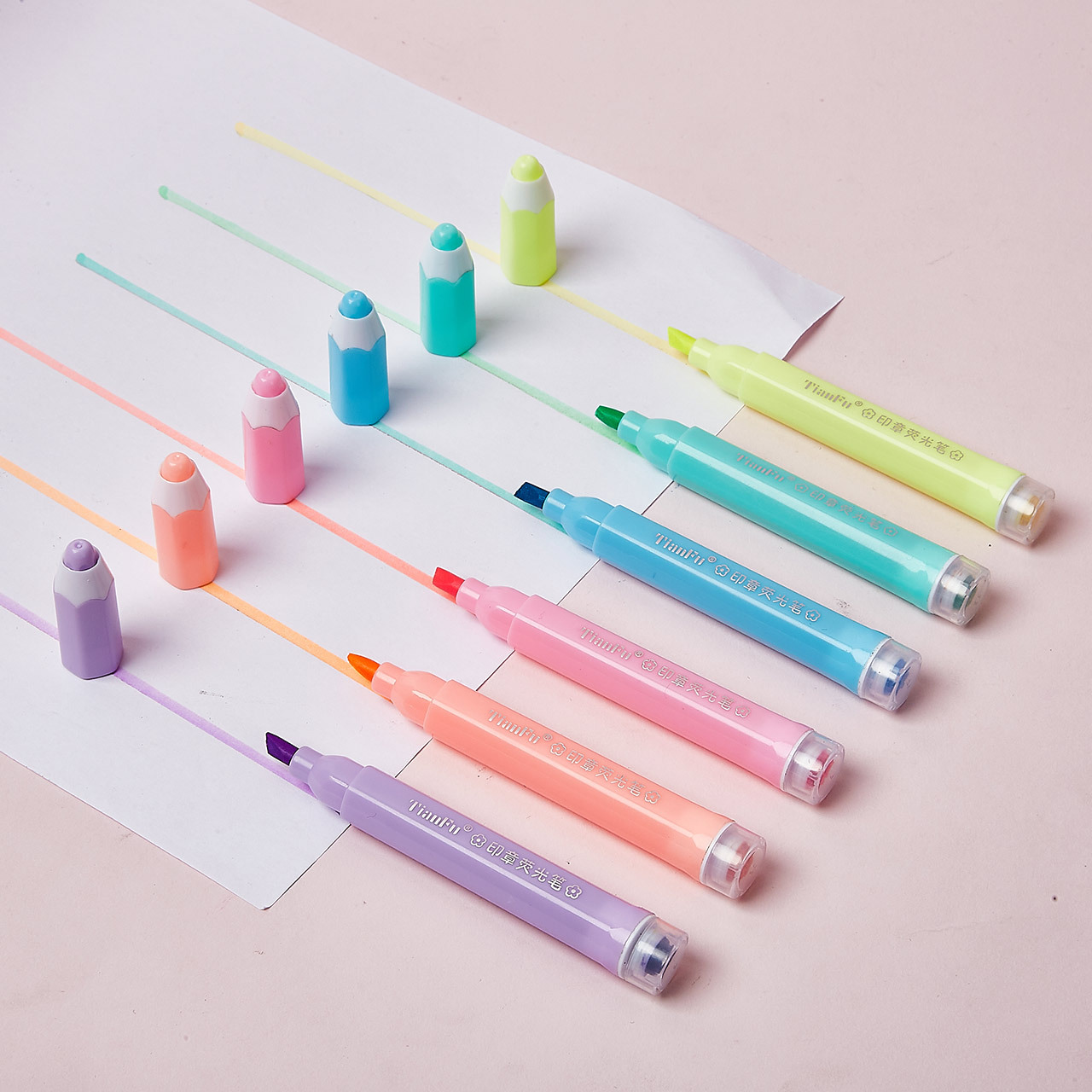 Color TF116-6 resaltador traje de regalo de los niños estudiante diario pluma marcado varilla hexagonal sello resaltador