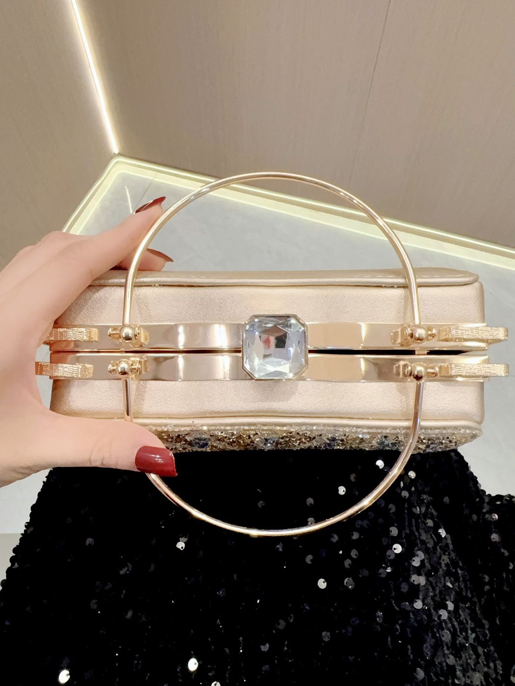 Borsa a mano donna con strass - elegante pochette da sera_voghion.com