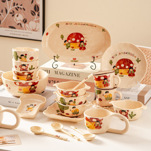 Retro Style Special Household Tableware Ceramic Rice Bowl 2025 New High Color Value Cute Small Supplementary Bowl Couple Bowl