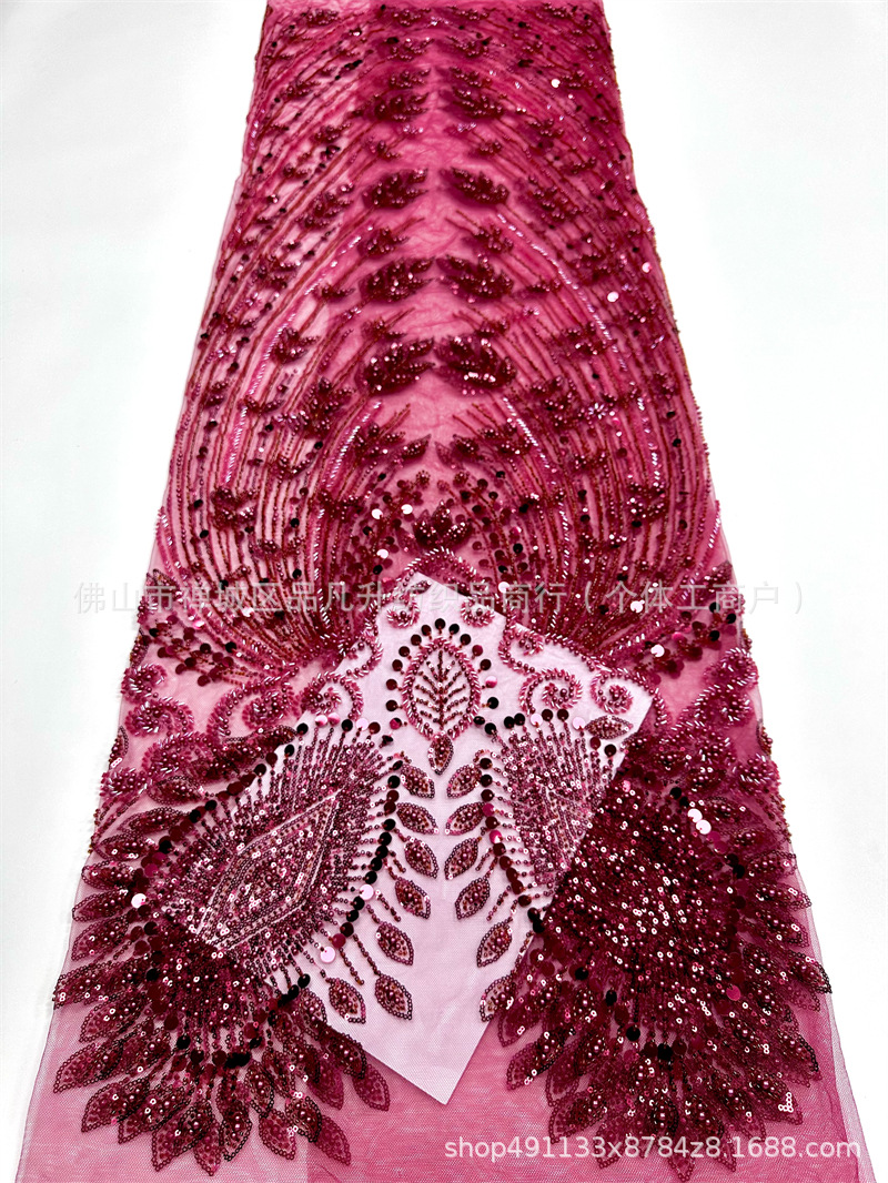 Moda alta francesa vestido de boda vestido de cena vestido de moda encaje tubo bordado tela