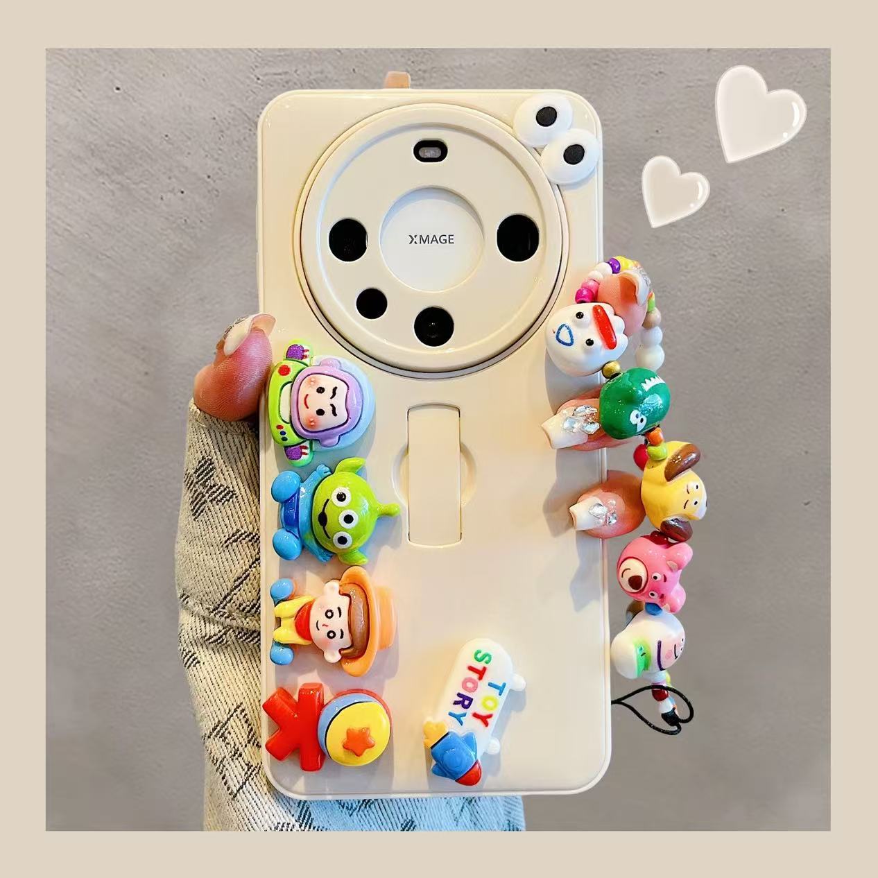 Hebilla de anillo de animal tridimensional de dibujos animados para iPhone 15 Apple 16ProMax funda para teléfono móvil Huawei Mate70 hembra