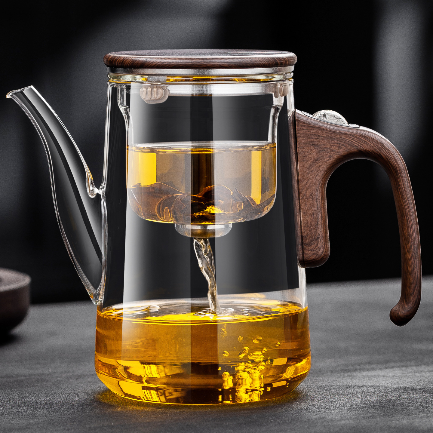 全玻璃无杆滑轮磁吸飘逸杯泡茶壶茶水分离过滤冲茶茶具飘逸壶