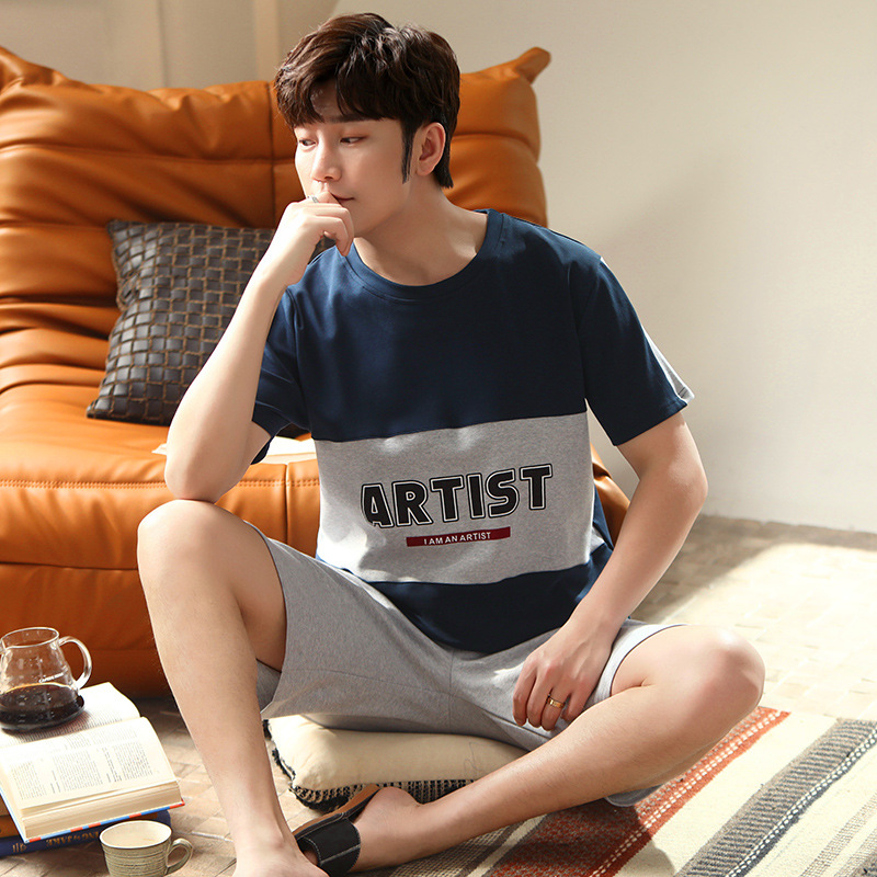 2022 verano nuevos hombres pijamas pantalones cortos de algodón de manga corta jersey de dos piezas ropa de abrigo casual de algodón ropa de casa