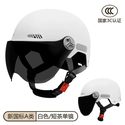 Helmet for Men and Women, Summer | Motosiklet kaskı (dəbilqə) - new-national-standard-white-short-tea-mirror-category-a