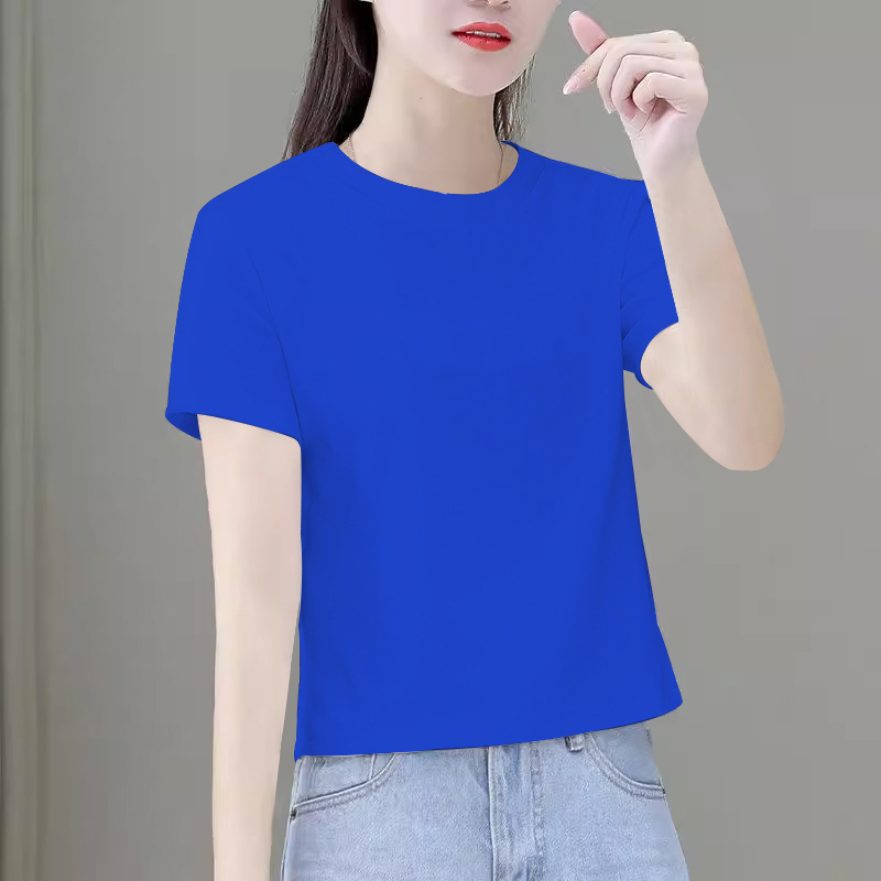 时尚短款短袖t恤女夏季白色体恤新款棉宽松圆领百搭小个子上衣|undefined