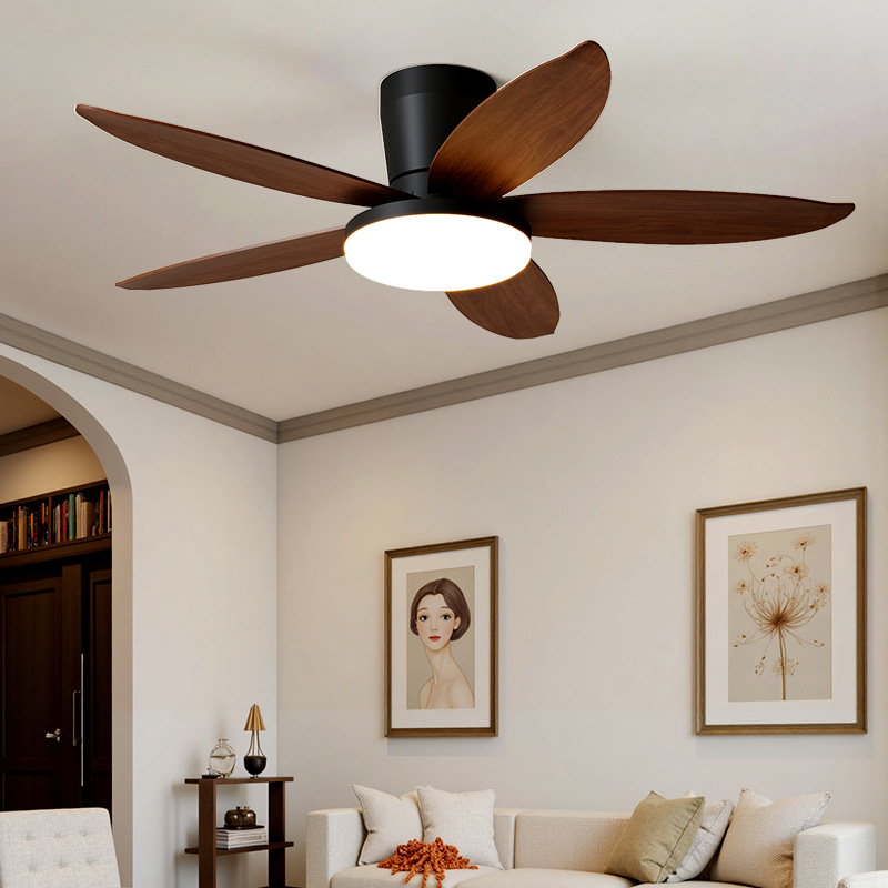 Ventilador de Techo con Luz de Hierro y ABS, Silencioso con Control Remoto, para Sala de Estar y Comedor