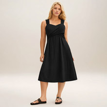 跨境国际站temu热卖款大码女装优雅时尚百搭休闲高腰显瘦连衣长裙